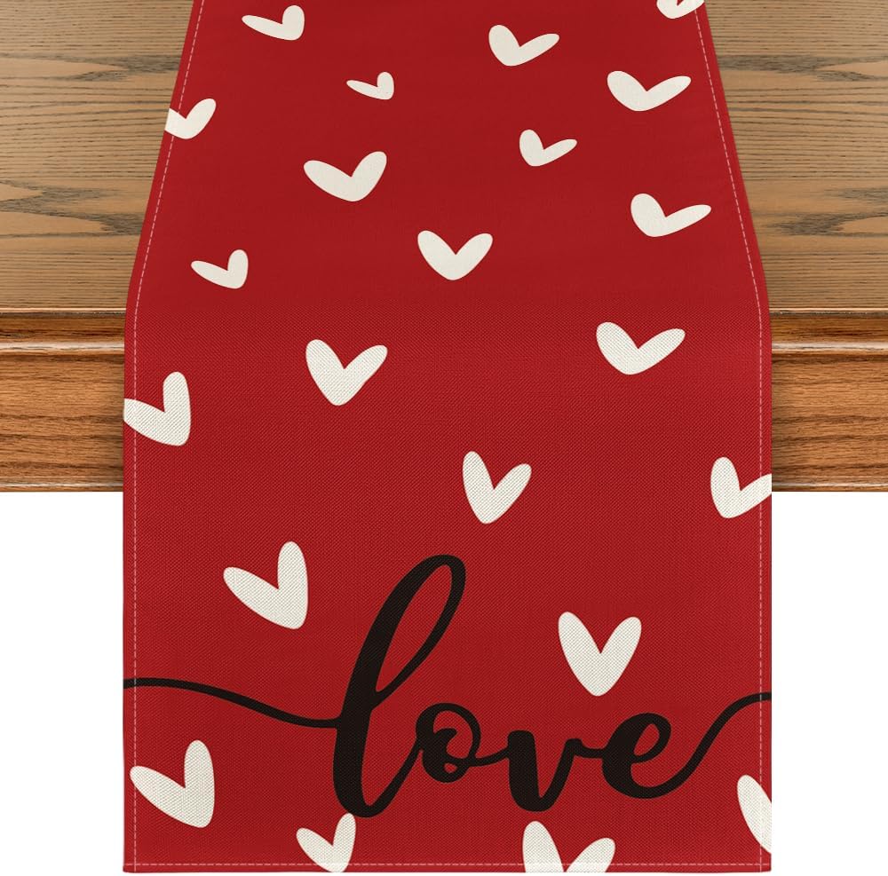 Red Love Valentine's Day Table Runner